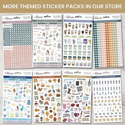 bloom daily planners Holiday Seasonal Planner Sticker Sheets - Vintage Seasonal Sticker Pack - Removable & Repositionable - Over 310 Stickers Per Pack! thumbnail 7