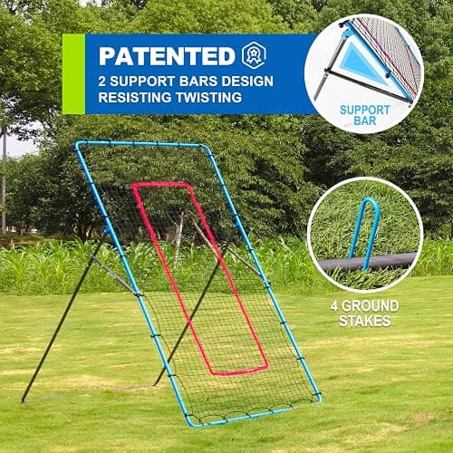 JOLORLY 2-in-1 Volleyball Rebounder Net System, Adjustable from 7x4 ft to 4x4.5 ft, 4-Angle Bounce Back Net, Training Equipment for Volleying, Bumping, Spiking Practice, Resists Twisting thumbnail 2