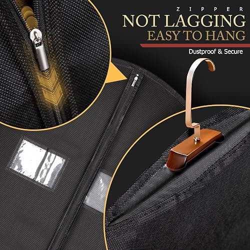 10 Pack 40-inch Garment Bags for Travel, Garment Bags for Hanging Clothes with Zipper and Visible Transparent Window，Black thumbnail 6