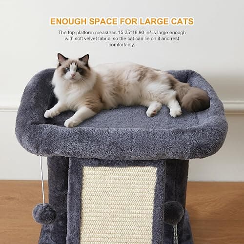 Psicway 17.1-inch Small Cat Tree Tower with Scratching Post for Indoor Cats,Grey thumbnail 5