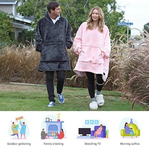 Catalonia Oversized Blanket Hoodie Sweatshirt, Wearable Sherpa Lounging Pullover for Adults Women Men thumbnail 2