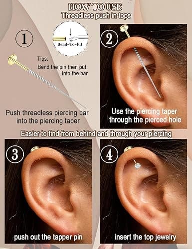 ORAZIO 16G/18G/20G Threadless Flat Back Earrings 316L Surgical Steel Cartilage Earring Stacks Flatback Push in Nose Rings Studs Hypoallergenic Tragus Helix Conch Labret Medusa Piercing Jewelry thumbnail 7