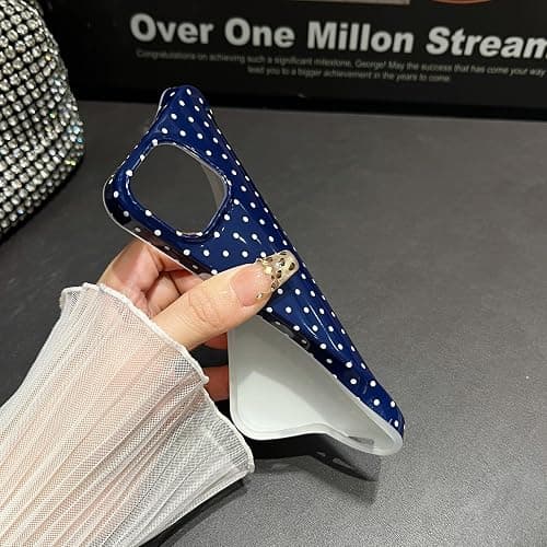 Jmltech for iPhone 13 Case Polka Dot Phone Cases Aesthetic Design Trendy Simple Case Slim Shockproof Protective Cover Navy Blue thumbnail 2