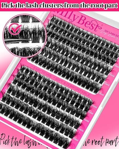 MilyBest 4 Styles Lash Clusters Kit 864Pcs Eyelash Clusters Lash Kit Volume Lashes Clusters D Curl DIY Individual False Eyelashes with 2 Bond&Seal Wispy Bulk Cluster Eyelash Extensions Kit De Pestañas thumbnail 8