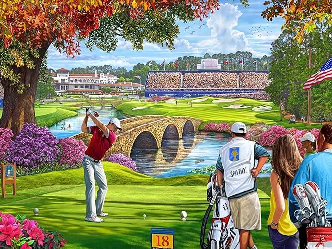 The Final Hole (Golf) Jigsaw Puzzle 550 Piece by Vermont Christmas Company - Large Pieces - Fully Interlocking & Randomly Shaped Pieces - 24" x 18"