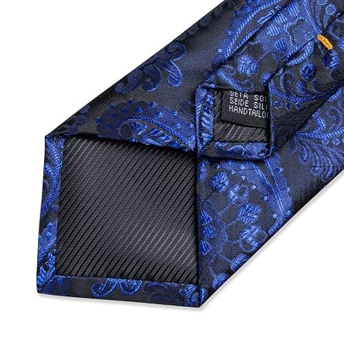 DiBanGu Silk Floral Ties for Men Woven Paisley Necktie and Tie Clip Handkerchief Cufflinks Set for Party Wedding thumbnail 7