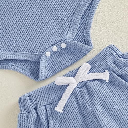 Adobabirl Baby Boy Fall Winter Clothes Cute Lil's Dude Embroidery Long Sleeve Romper Pants Set Newborn Waffle Knit Outfits thumbnail 6