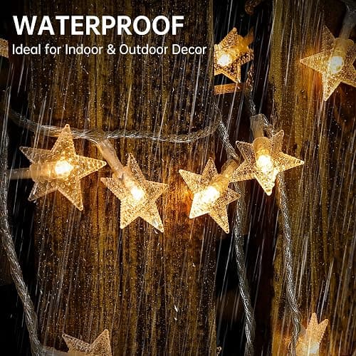 HEYFUNi Warm White Star String Lights,39FT 100LED Plug in Fairy Twinkle Lights with 8 Modes Waterproof for Indoor Outdoor Christmas Tree,Home,Girls’ Room,Garden,Party,Wedding Decor(Warm White) thumbnail 5