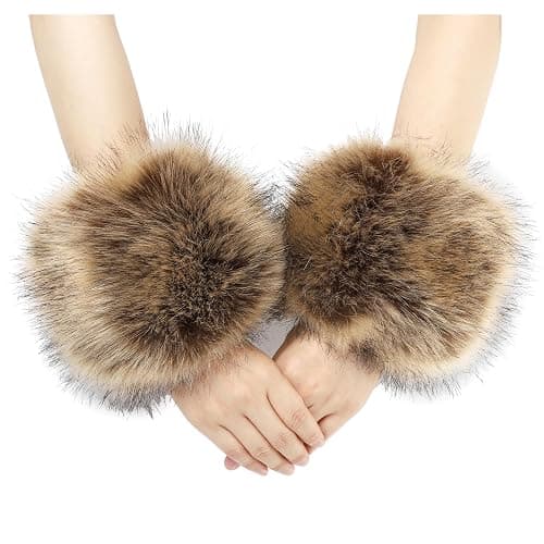 Women's Faux Fur Wrist Cuffs Winter Fox Furry wristbands Fluffy Fur Cuff Bracelet Arm Warmer accessories - Image 1