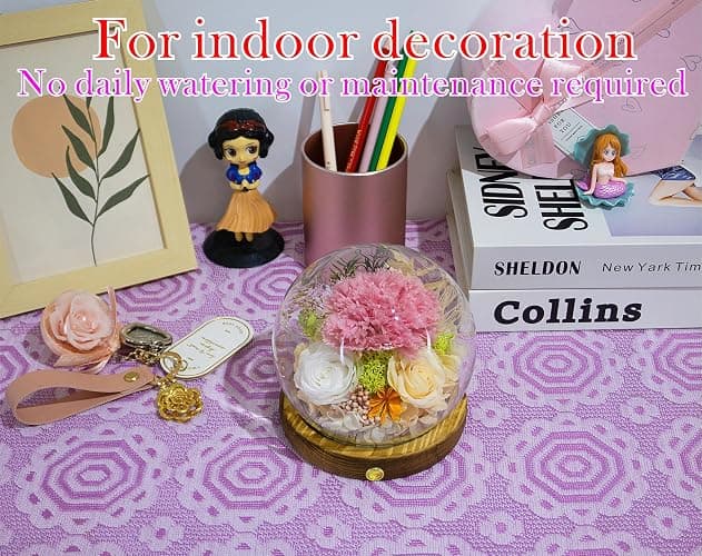 Valley of Rain & Forest Long-Lasting Real Flowers, Unique Floral Gift for You to Send Love for All Occasions, for Indoor Decoration (Pink Carnation, White & Yellow Roses arrangement) thumbnail 2