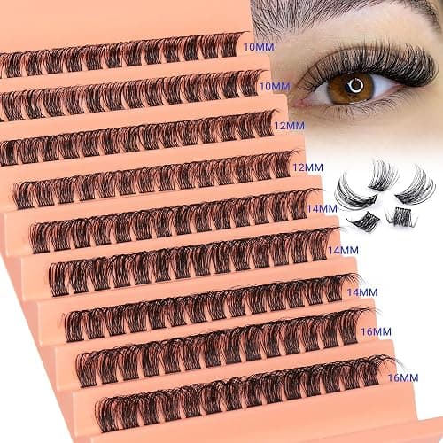 Individual Lashes Cluster DD Curl False Eyelashes 126pcs Natural Cluster Russian Lashes with Thin Band Light Fluffy DIY Lash Extension Natural Eyelashes by TOOCHUNAG - Image 1