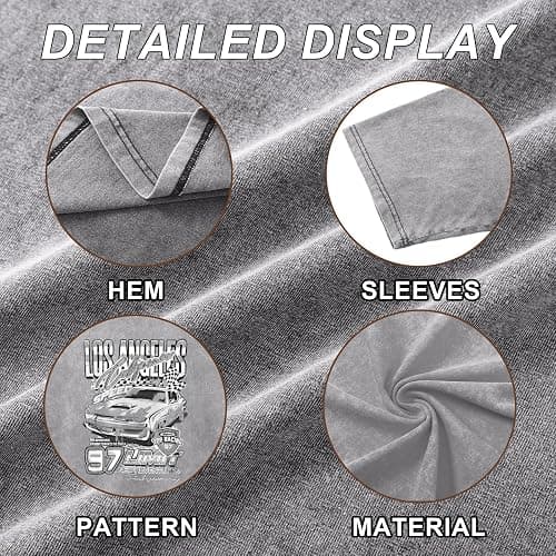 Pairxily Oversized Graphic Tees for Women Baggy Streetwear Preppy Shirts for Teens Race Car Checkered Flag Drop Shoulder Top thumbnail 4