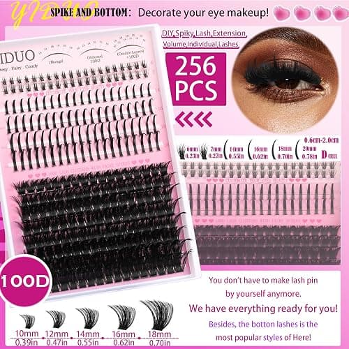 YIDUO Lashes Clusters Kit with Spikes Bottom Extensions False Eyelashes 816Pcs Bulk Packs with 2X Bond&Seal Volume D Curl Wispy Individual Fake Eyelash Wholesale Large Pack for Beginners Gift Choice thumbnail 4