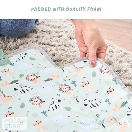 Polar Gear Baby Changing Mat – Wipe-Clean Changing Mat for Newborns – Travel Changing Mat with Pocket – Padded, Foldable Changing Matt Baby – Safari thumbnail 4