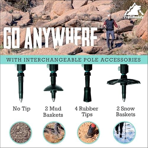 TrailBuddy Trekking Poles – Lightweight 7075 Aluminum Hiking Poles for Women, Men & Seniors – Collapsible Walking Sticks for Travel, Trails & Balance thumbnail 5