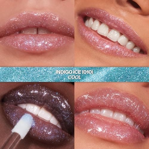 REVLON Super Lustrous Glimmer Gloss, Hydrating Lip Makeup, Non-Sticky, High-Shine Finish, Plant-Based Glitter, 010 Indigo Ice, 0.13 fl oz thumbnail 2