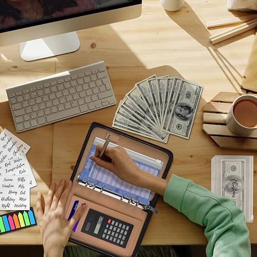 Budget Binder with Zipper Envelopes, Cash Envelopes for Budgeting, A6 PU Leather Budget Planner 2026 with Cash Envelopes Calculator, Bill Money Organizer for Cash Saving Budget System Wallet thumbnail 2