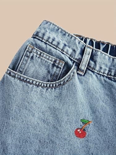 Gold Toucher Women Casual Cute Cherry Denim Pant Y2K Sweet Wide Leg Jeans thumbnail 3