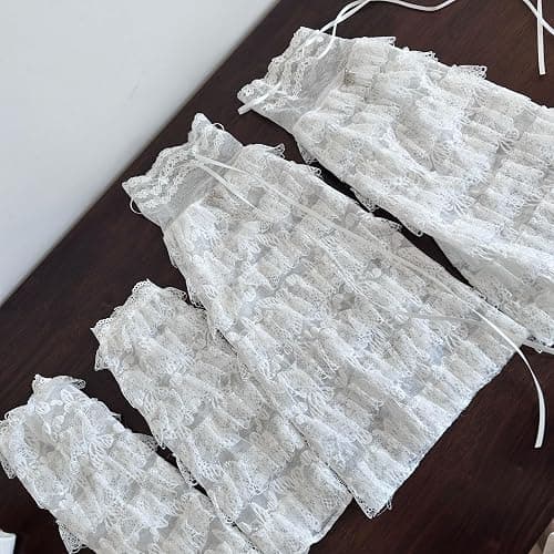 GRACEART Women's Lolita Bow Lace-trimmed Leg Warmers Lovely Princess Mesh Long Stacked Socks Leg Covers thumbnail 4