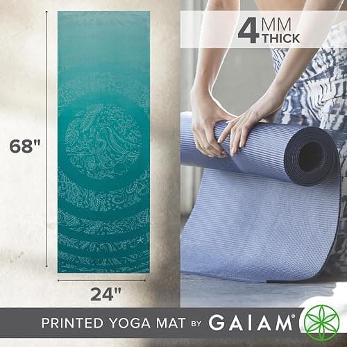 Gaiam Print Yoga Mat, Non Slip Exercise & Fitness Mat for All Types of Yoga, Pilates & Floor Exercises thumbnail 6