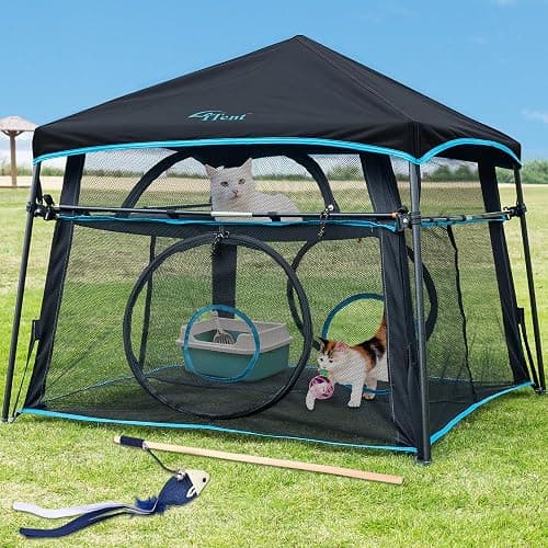 Extra Large Catio Outdoor Cat Enclosure, 2-Tier Foldable Cat Tent with 3 Doors for Patio, Balcony, Indoor & Camping, Weatherproof Sunproof Cat Playpen with Carry Bag Included（Patented） thumbnail 9