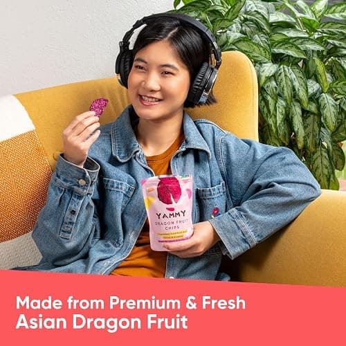 Yammy Dried Dragon Fruit Chips for Drinks Refreshers - Like Freeze Dry Dragonfruit Pieces - 1 Ingredient Healthy Snack for Adults & Kids - 2g Protein, 4g Fiber, Gluten Free Vegan, 5.6oz Value Size thumbnail 6