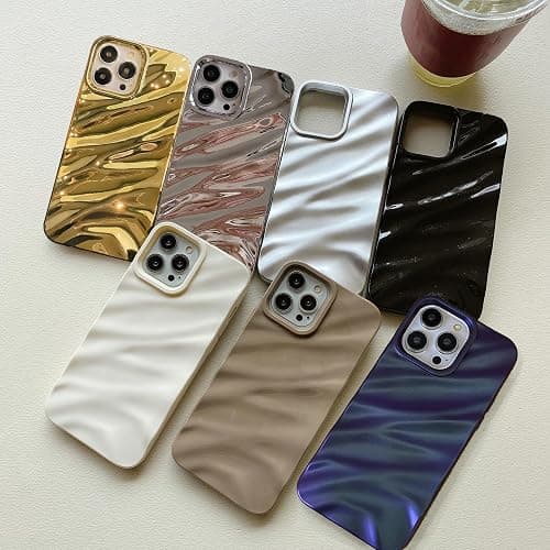 QLTYPRI Compatible with iPhone 13/iPhone 14 Case, Cute Wave Water Ripple Pattern Case for Girls Women, Slim Satin Glossy Soft Silicone TPU Bumper Shockproof Protective Phone Cover - Wine Red thumbnail 6