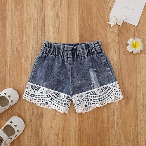 Voonlie Newborn Baby Girl Clothes Infant Girl Lace Romper Ripped Jeans Clothing Set thumbnail 5