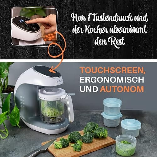 Sweety Fox - Multifunktions Babynahrungszubereiter 7-in-1 - Dampfgarer, Mixer, Pulse, Automatische Reinigungsfunktion, Sterilisiert, Gläschenwärmer, Auftaufunktion thumbnail 5