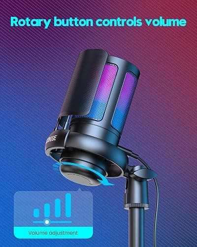 Gaming Microphone for PC: USB Mic for Podcasts Videos & Streaming - Condenser Mic with Quick Mute & Pop Filter - RGB Microphone Gift for Gamer boys - Compatible with PS4/5 & Computer & Laptop thumbnail 2