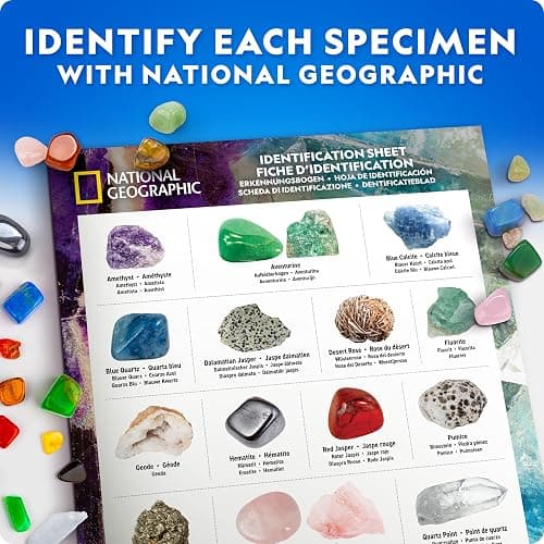 National Geographic Rock Collection Box for Kids – 300+ Piece Gemstones and Crystals Set Includes Geodes and Real Crystals, Rocks and Minerals, Science Kit for Kids, A Geology Gift for Boys and Girls thumbnail 6