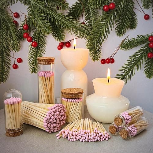 2" Light Pink Tip Safety Matches | Set of 100+ Bulk Artisan Matchsticks with Striker Stickers by Thankful Greetings | Decorative & Unique Candle Lighting, Home Decor, Wedding Giveaways, & Events thumbnail 7