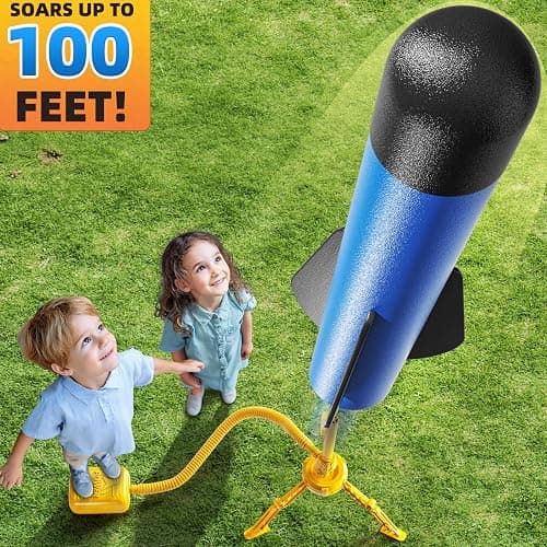 NIPLOOOW Rocket Launcher for Kids, 12 Foam Rockets, Launch up to 100+ft, Outdoor Outside Backyard Toys for Boys & Girls, Birthday Gift Toys for Kids Boys Girls Age 3 4 5 6 7 8 Years Old thumbnail 4