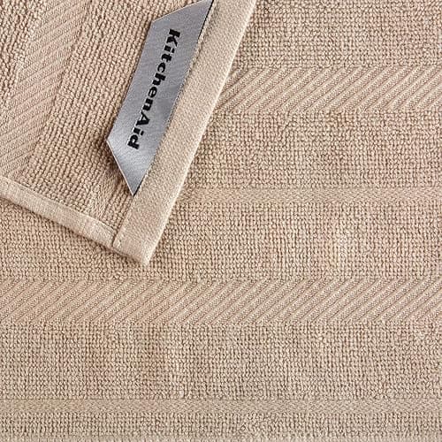KitchenAid Albany Dishcloth 8 Pack Set, Milkshake/White, 12"x12" thumbnail 4