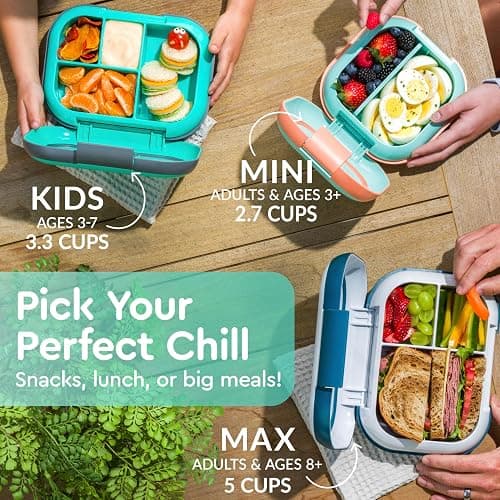 Bentgo Chill Kids Leak-Proof Lunch Box - 4-Compartment Bento Box with Built-In Ice Pack, 3.3 Cup Capacity, PFAS & BPA-Free, Microwave & Dishwasher Safe, Ideal Size for Ages 3 to 7 (Aqua) thumbnail 7