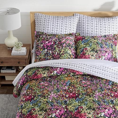 Levtex Home - Basel Comforter Set - Twin Comforter (68x88in.) + One Standard Pillow Case (26x20in.) - Multicolor Floral - Cotton thumbnail 3