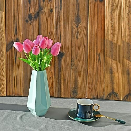 ONLY ART Artificial Pink Tulips 20 Pcs – 13.5 Inch PU Faux Flowers with Bendable Stems for Home Décor, Wedding Centerpieces, DIY Floral Arrangements, New Year and Valentine's Day thumbnail 2
