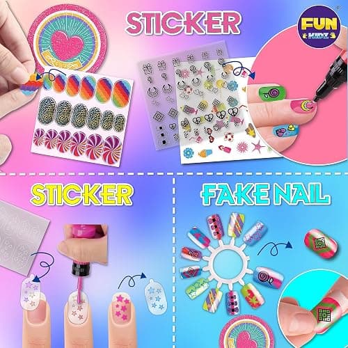 Kids Nail Kit for Girls Ages 7-12, FunKidz Ultimate 315Pcs Nail Polish Pens Combo Pack Size 17.91Wx12.4L Glitter Temporary Nail Supplies for Teens SPA Makeup Kit thumbnail 9