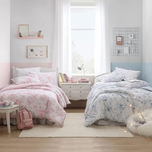 Laura Ashley- Queen Comforter Set, Reversible Cotton Bedding with Matching Sham(s), Farmhouse Home Decor, Dorm Room Essentials (Delphine Mauve Pink, Queen) thumbnail 3