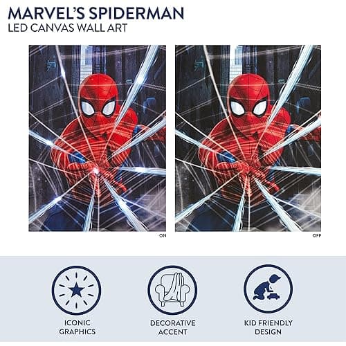 Idea Nuova Marvel Spiderman LED Canvas Wall Art,11.5" x 15.75" Light-Up Wall Décor for Kids, Battery Operated Room Decoration for Bedroom, Playroom, or Nursery thumbnail 4