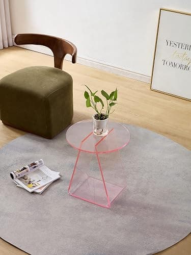 MEETLAKE Acrylic End Table,Pink Side.Nightstand Coffee Table Coffee Table Living Room Bedroom18 inch High, 16x16 inch Table Top. … thumbnail 4