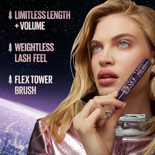 Maybelline Lash Sensational Sky High Washable Mascara + Boosting Lash Primer Makeup Bundle, Includes 1 Mascara in Blackest Black and 1 Eyelash Primer in Soft Black thumbnail 5