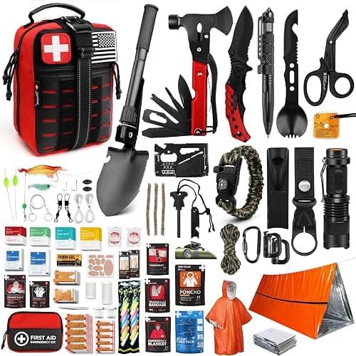 Survival First Aid Kit, 190 Pcs Survival Gear and Medical Supplies, Military IFAK EMT Molle Tactical Pouch for Outdoor, Camping, Hiking, Car, Vehicles and More - Image 1