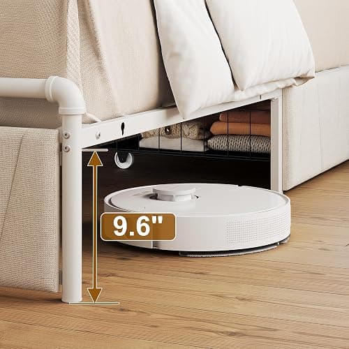 KSOBEBVT Twin Bed Frame with Storage Drawers, Upholstered Headboard with Charging Station & LED Lights, Metal Platform Bed Frame Twin Size, Noise Free, No Box Spring Needed, Easy Assembly, Beige thumbnail 6