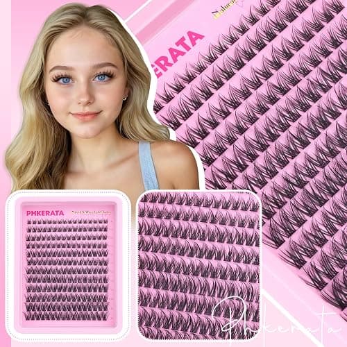PHKERATA Wispy Lash Clusters Kit Natural Lash Extension Kit 192 pcs Cluster Eyelash Extension Kit DIY Individual Lashes Lashes with Lash Glue Bond and Seal Tweezers Soft Eyelash Clusters, 8-16 mm thumbnail 5