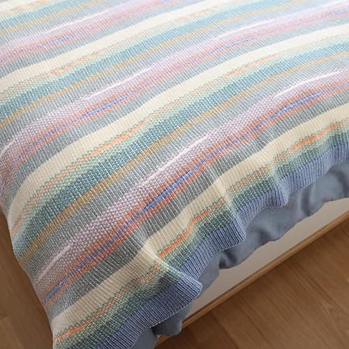 Itigoitie Soft Chenille Yarn Throw 36"x48", Handmade Knit Throw Blanket，Decorative Spring Fall Blanket, Soft Cozy Warm Knitted Throw Blanket for Bed Sofa, Couch Chair, Living Room(1.37Ib) - Blue thumbnail 5
