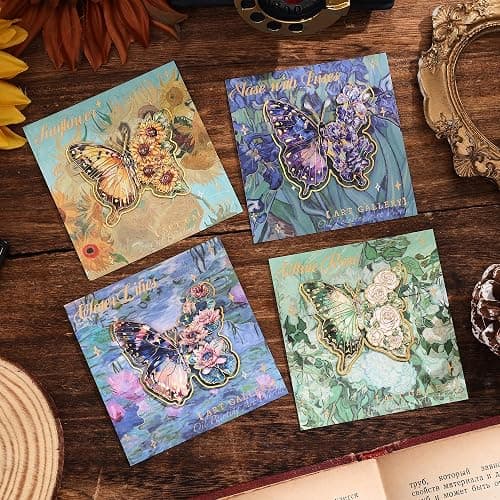 4 Pieces Metal Butterfly Bookmarks, Golden Clips Bookmark Oil Painting Theme Book Mark Bookmarks for Book Lovers Women Writers Readers Children Teens thumbnail 3