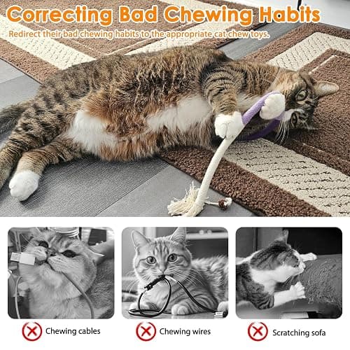 Tocirelo Cat Chew Rope Toy - 6Pack Cat Chew Toy for Teeth Cleaning, Interactive Kitten Teething Toys to Transfer Chewing from Wires, Cotton String with Natural Silvervine Ball thumbnail 2