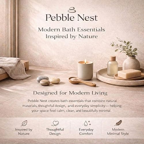 Pebble Nest Stone Bath Mat – Diatomaceous Earth Quick Drying Non-Slip Bathroom Mat – Absorbent Diatomite Shower Mat, Durable & Easy to Clean, Modern, 23.6" x 15.3", (White - Linea) thumbnail 8