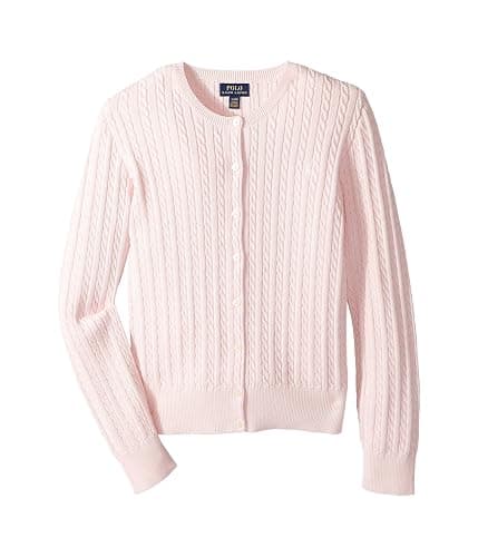 Polo Ralph Lauren Kids Girl's Cable Knit Cotton Cardigan (Little Kids/Big Kids) Hint of Pink/Nevis Pony Player XL (16 Big Kids) - Image 1